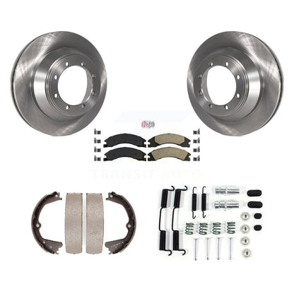 Rotors à disque arrière, plaquettes en céramique, chaussures de frein de stationnement et Kit de quincaillerie pour