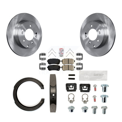 Rotors de disque arrière, plaquettes en céramique, chaussures de frein de stationnement et Kit de matériel pour Kia Optima