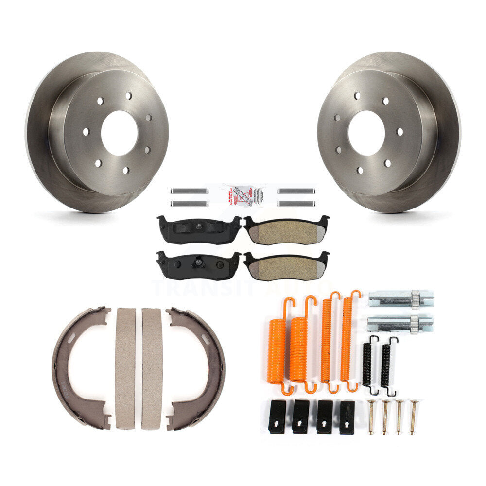 Rotors à disque arrière, patins semi-métalliques, chaussures de stationnement et Kit de quincaillerie pour Ford F-250
