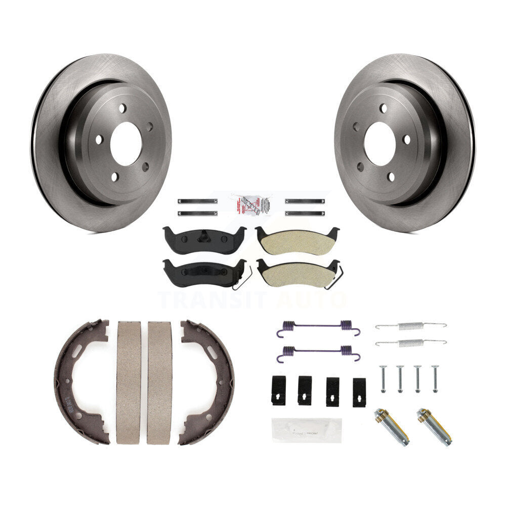 Rotors à disque arrière, patins semi-métalliques, chaussures de stationnement et Kit de quincaillerie pour Ford Crown