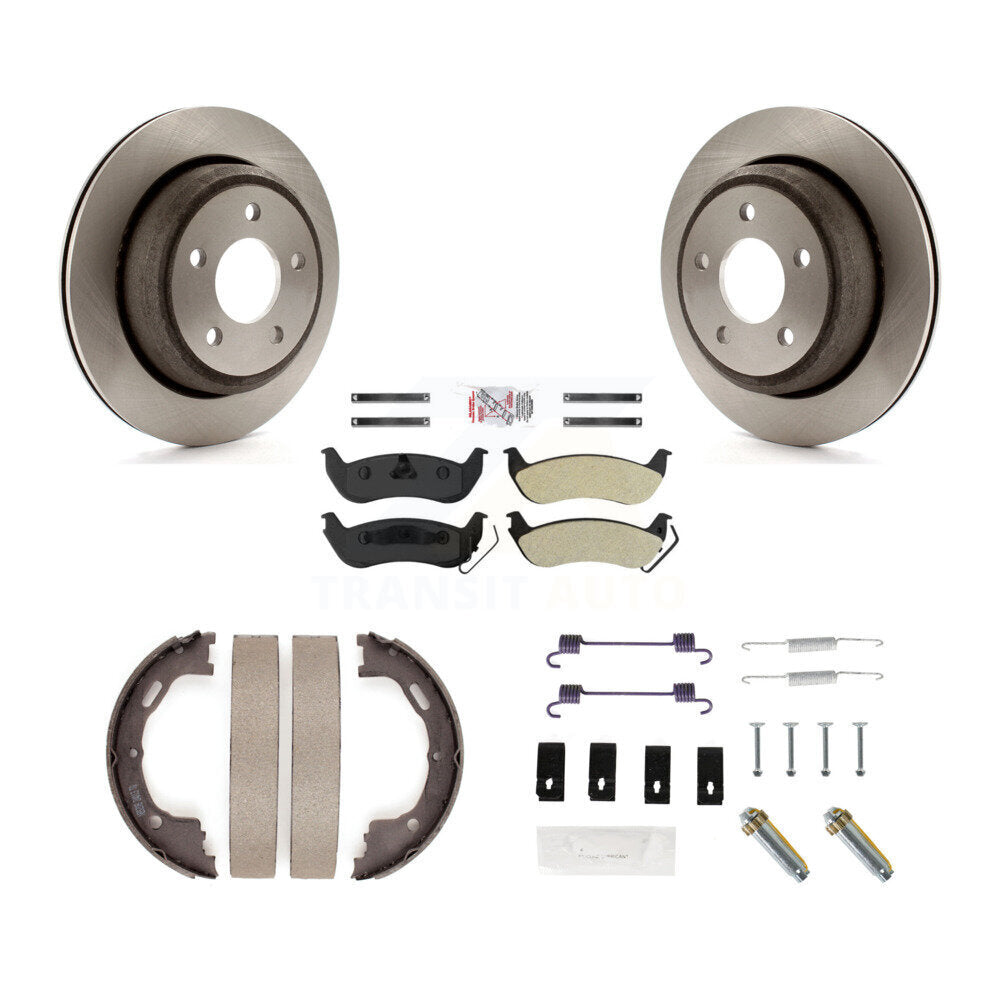 Rotors à disque arrière, patins semi-métalliques, chaussures de stationnement et Kit de matériel pour la gamme Ford