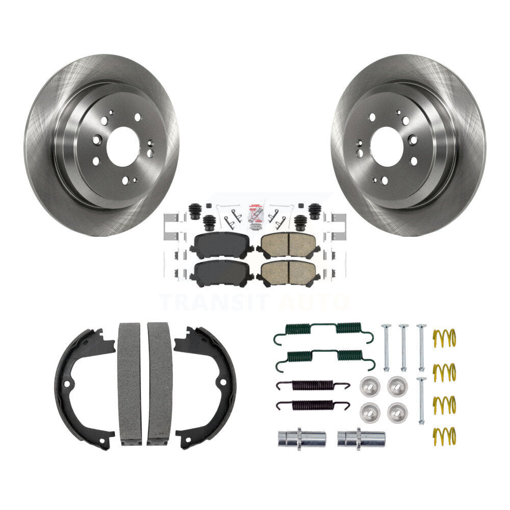 Rotors de disque arrière, plaquettes en céramique, chaussures de frein de stationnement et Kit de matériel pour Honda Pilo