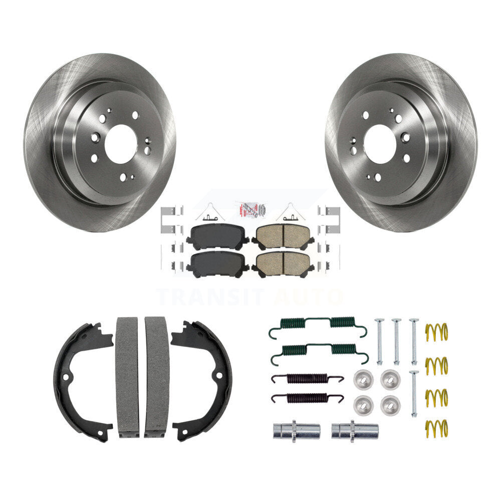 Rotors de disque arrière, plaquettes en céramique, chaussures de frein de stationnement et Kit de matériel pour Honda Pilo