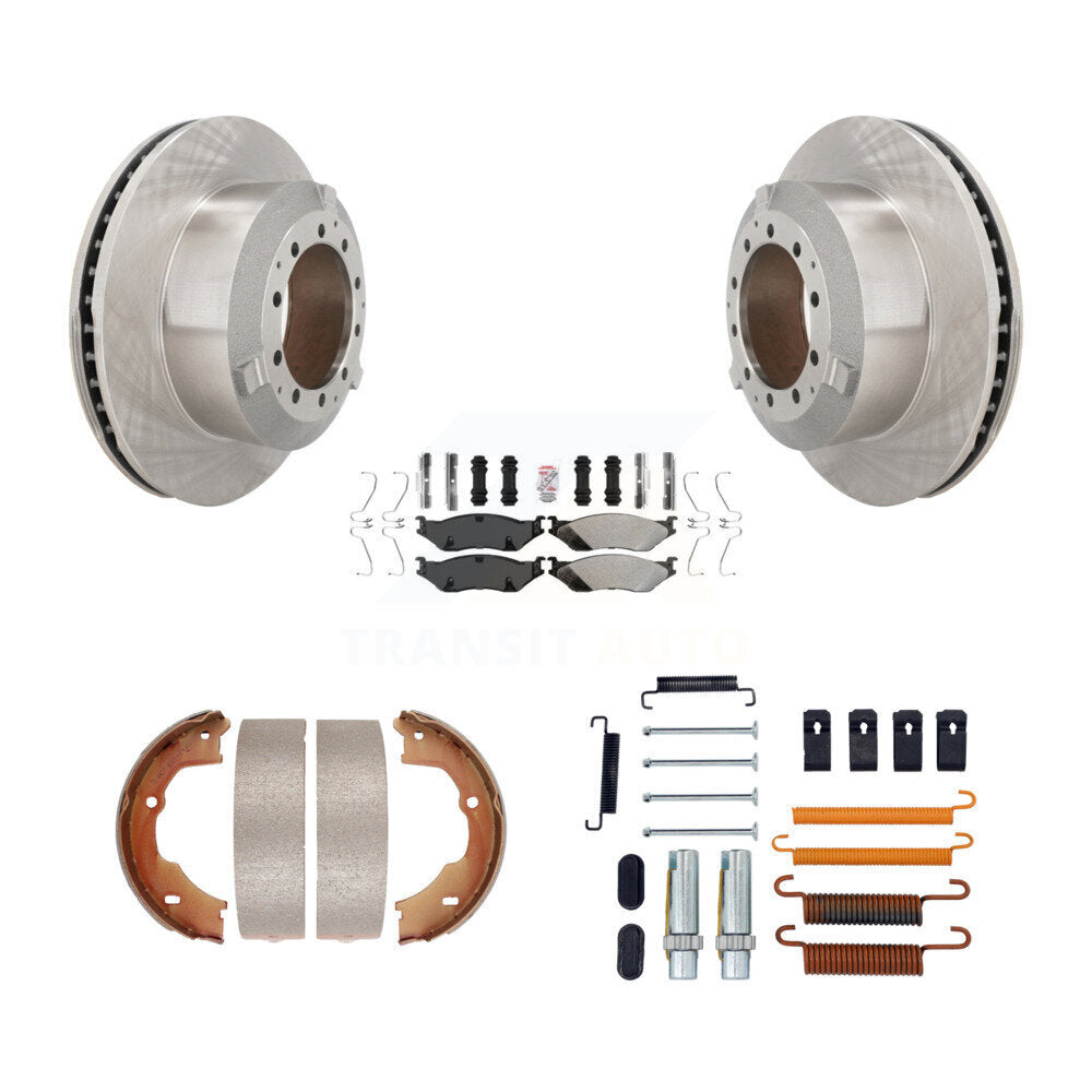 Rotors à disque arrière, patins semi-métalliques, chaussures de stationnement et Kit de quincaillerie pour Ford F-450