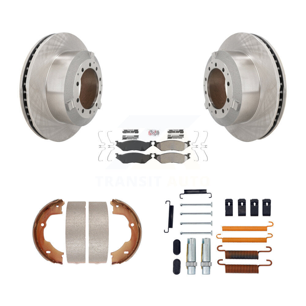 Rotors à disque arrière, patins semi-métalliques, chaussures de stationnement et Kit de quincaillerie pour Ford F-450