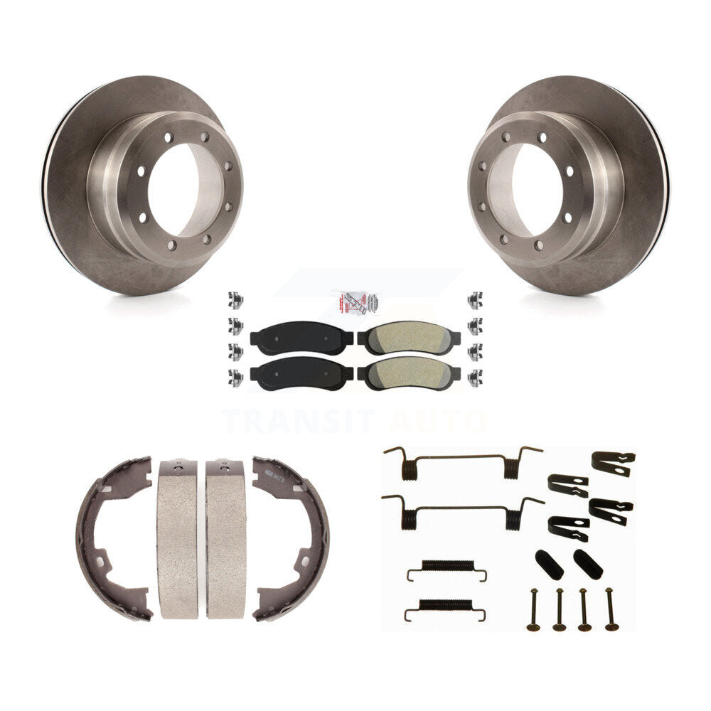 Rotors à disque arrière, patins semi-métalliques, chaussures de stationnement et Kit de quincaillerie pour Ford F-350