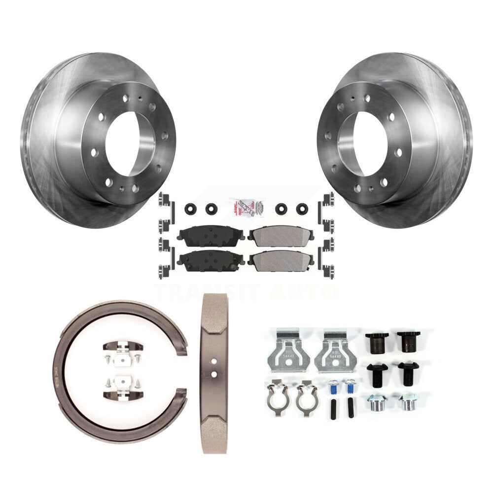 Rotors à disque arrière plaquettes semi-métalliques chaussures de frein de stationnement et Kit de matériel pour
