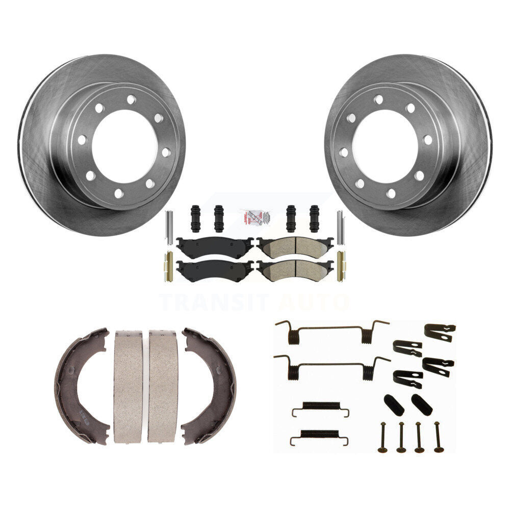 Rotors à disque arrière, patins semi-métalliques, chaussures de stationnement et Kit de quincaillerie pour Ford E-350