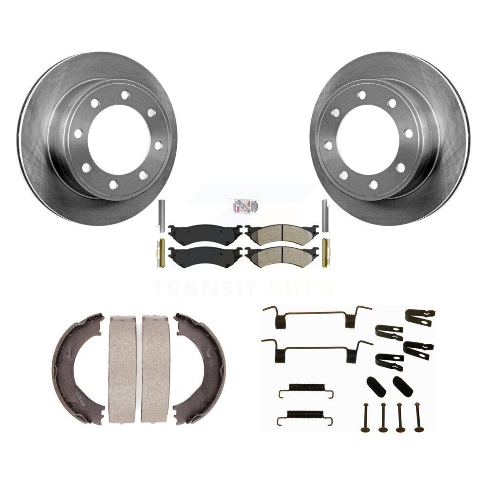 Rotors à disque arrière, patins semi-métalliques, chaussures de stationnement et Kit de quincaillerie pour Ford E-350