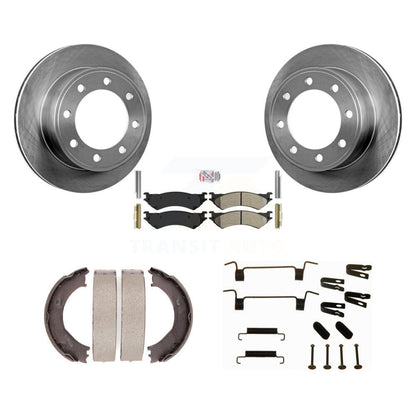 Rotors à disque arrière, patins semi-métalliques, chaussures de stationnement et Kit de quincaillerie pour Ford E-350