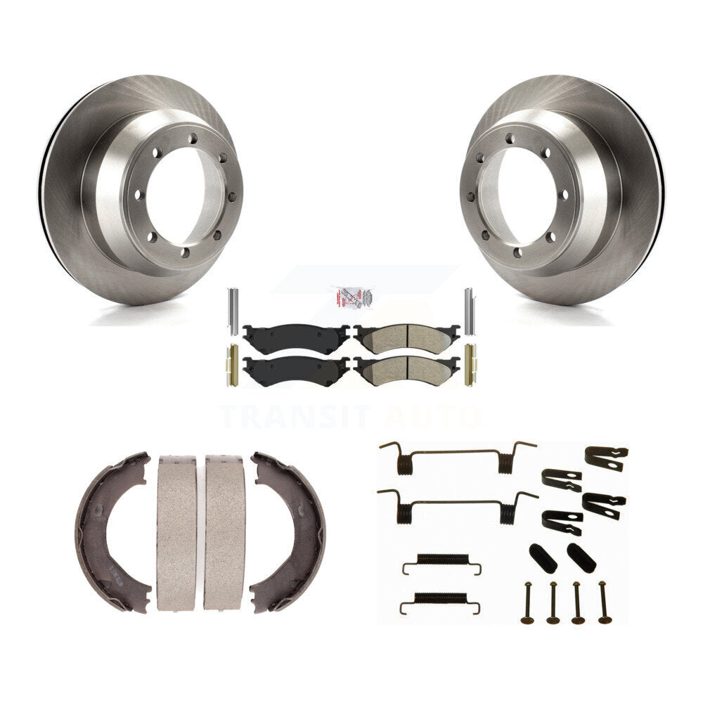 Rotors à disque arrière, patins semi-métalliques, chaussures de stationnement et Kit de quincaillerie pour Ford E-350