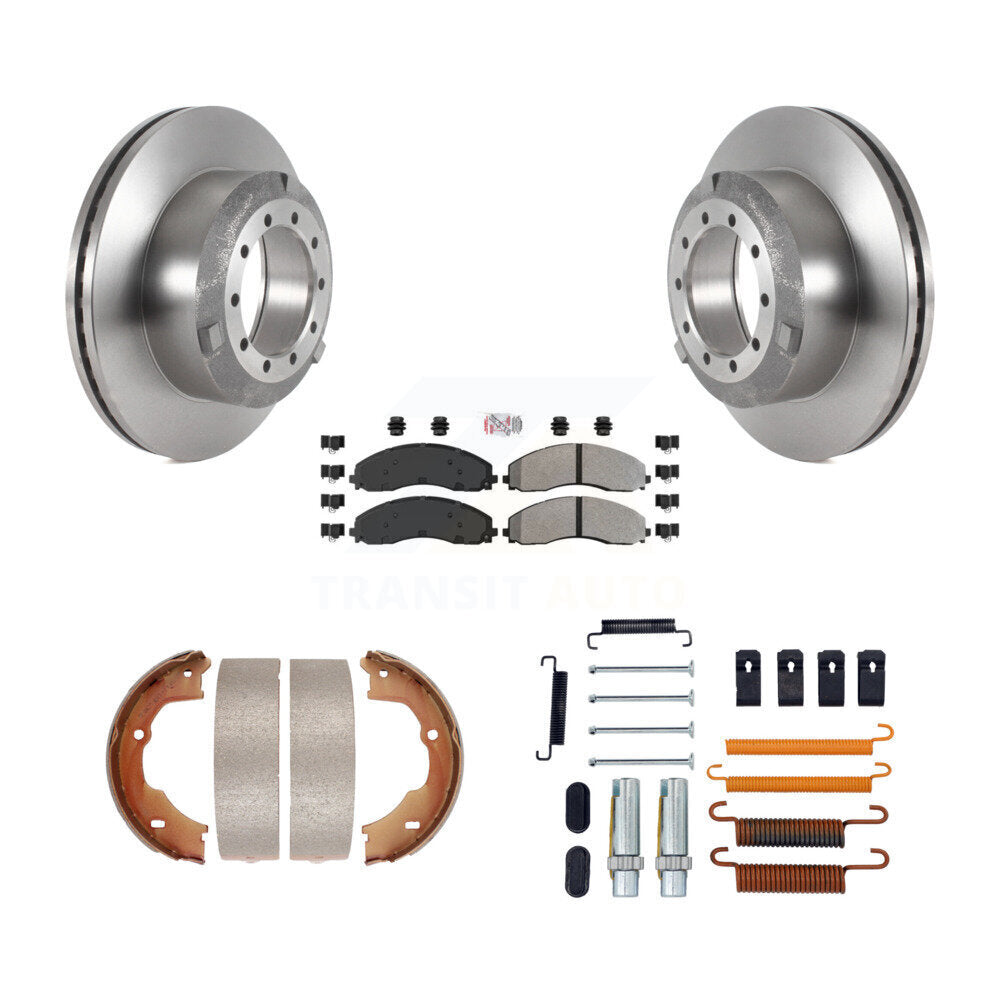 Rotors à disque arrière, patins semi-métalliques, chaussures de stationnement et Kit de quincaillerie pour Ford F-450