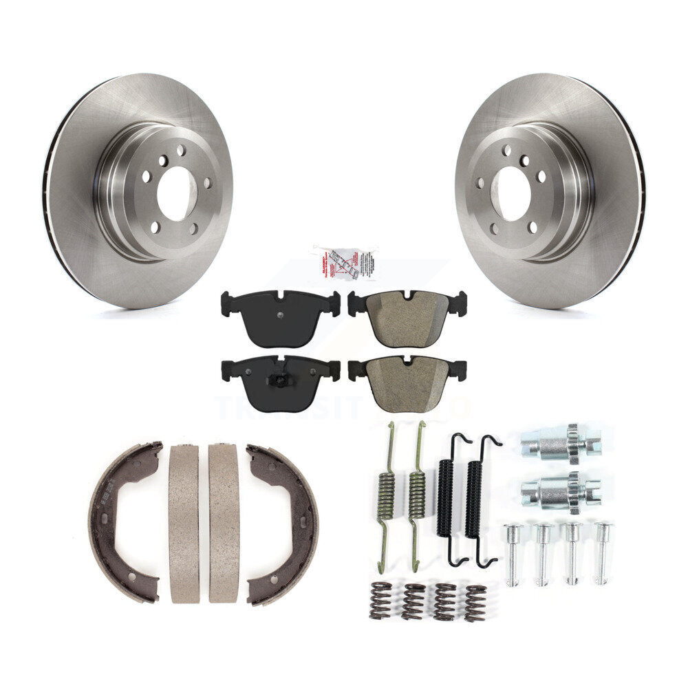Rotors à disque arrière, patins semi-métalliques, chaussures de stationnement et Kit de quincaillerie pour BMW X5 X