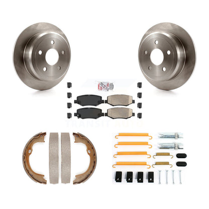 Rotors de disque arrière, coussinets en céramique, chaussures de stationnement et Kit de matériel pour Jeep Wrangler JK