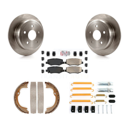 Rotors de disque arrière, coussinets en céramique, chaussures de stationnement et Kit de matériel pour Jeep Wrangler JK