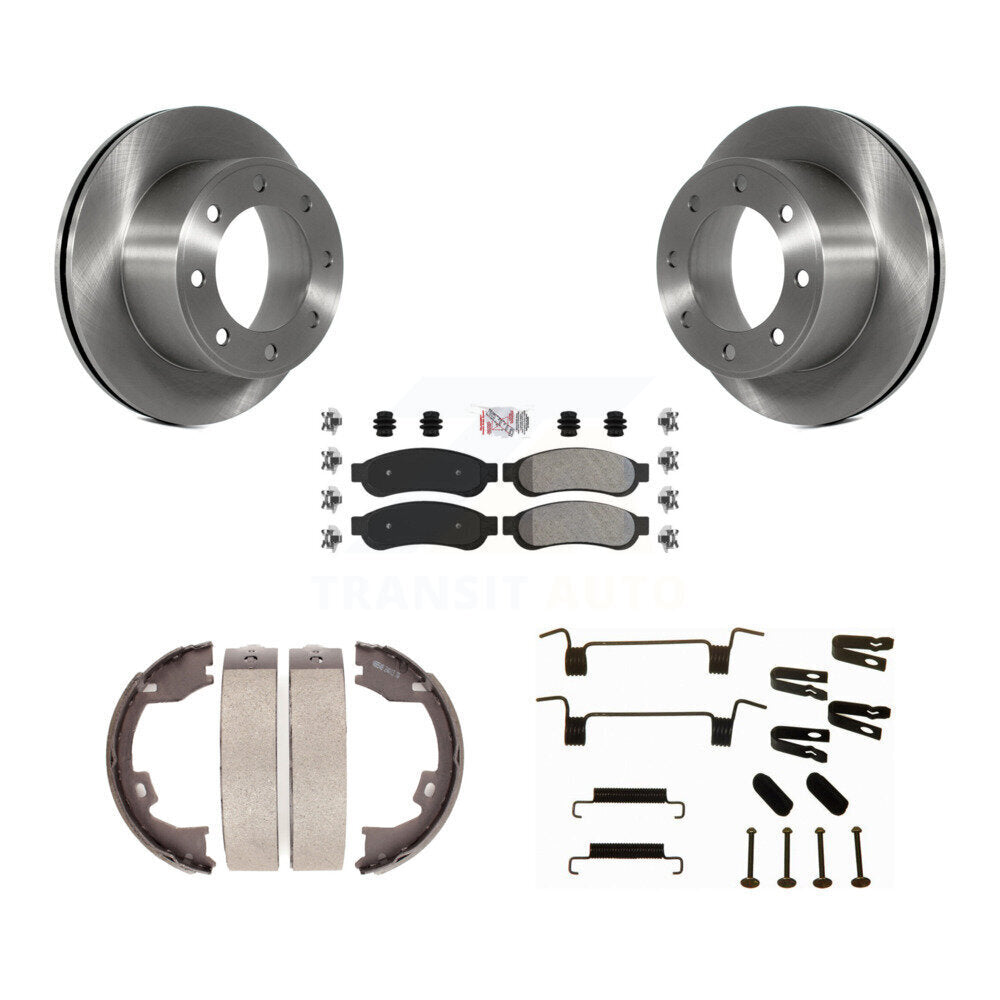 Rotors à disque arrière, patins semi-métalliques, chaussures de stationnement et Kit de quincaillerie pour Ford F-250
