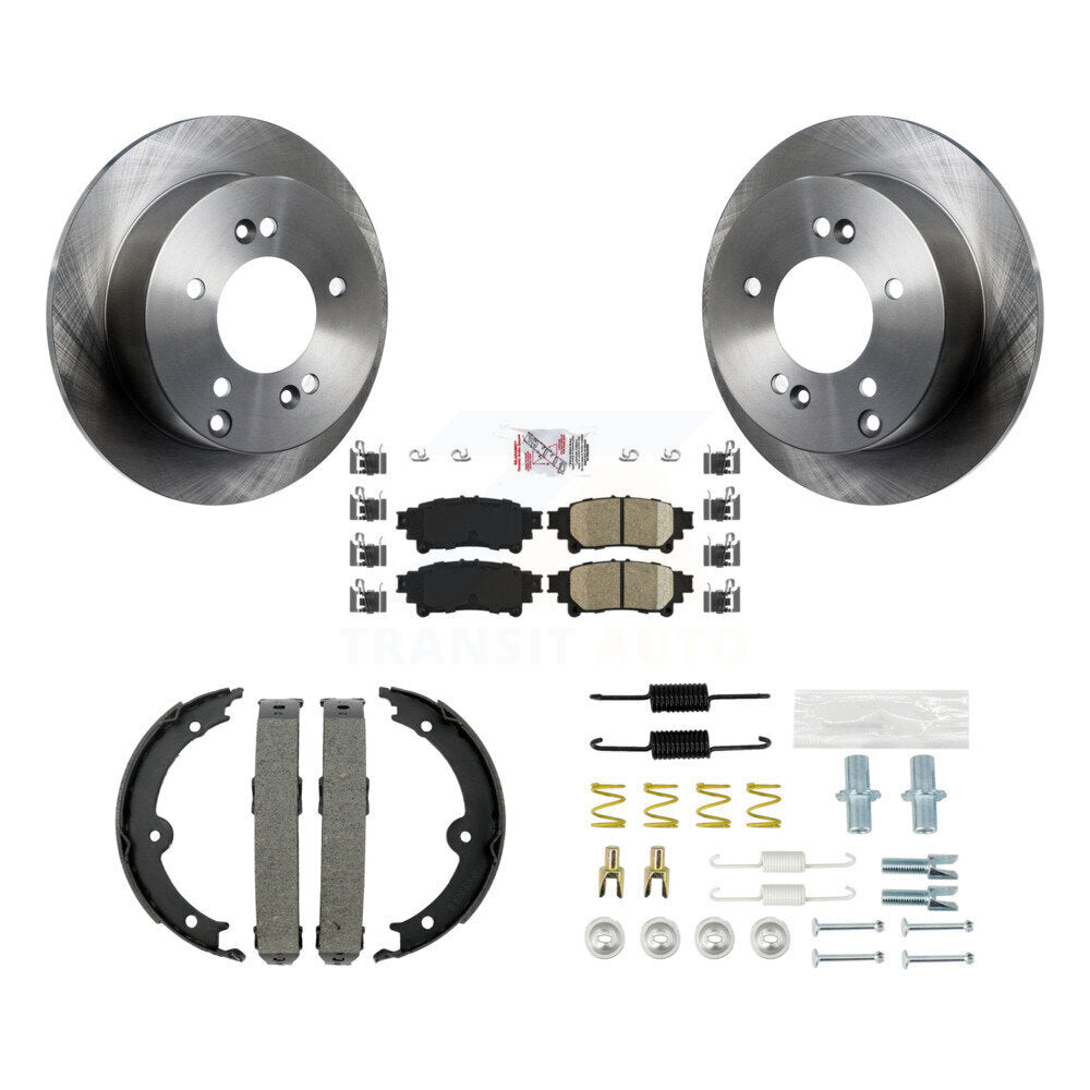 Rotors de disque arrière, plaquettes en céramique, chaussures de frein de stationnement et Kit de matériel pour Lexus IS25