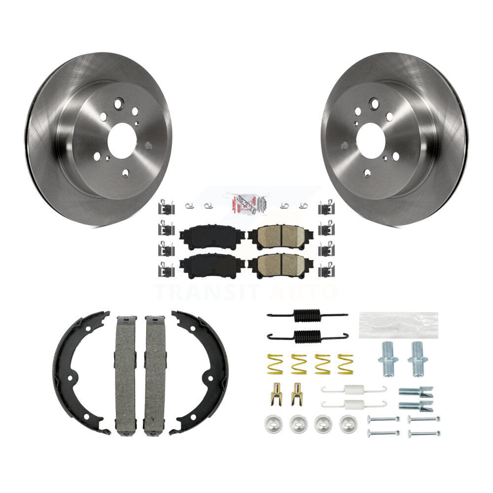 Rotors de disque arrière, plaquettes en céramique, chaussures de frein de stationnement et Kit de matériel pour Lexus IS25