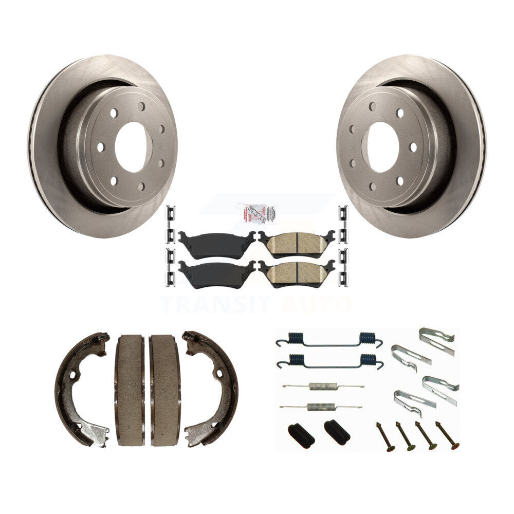 Rotors de disque arrière, plaquettes en céramique, chaussures de frein de stationnement et Kit de matériel pour Ford F-150