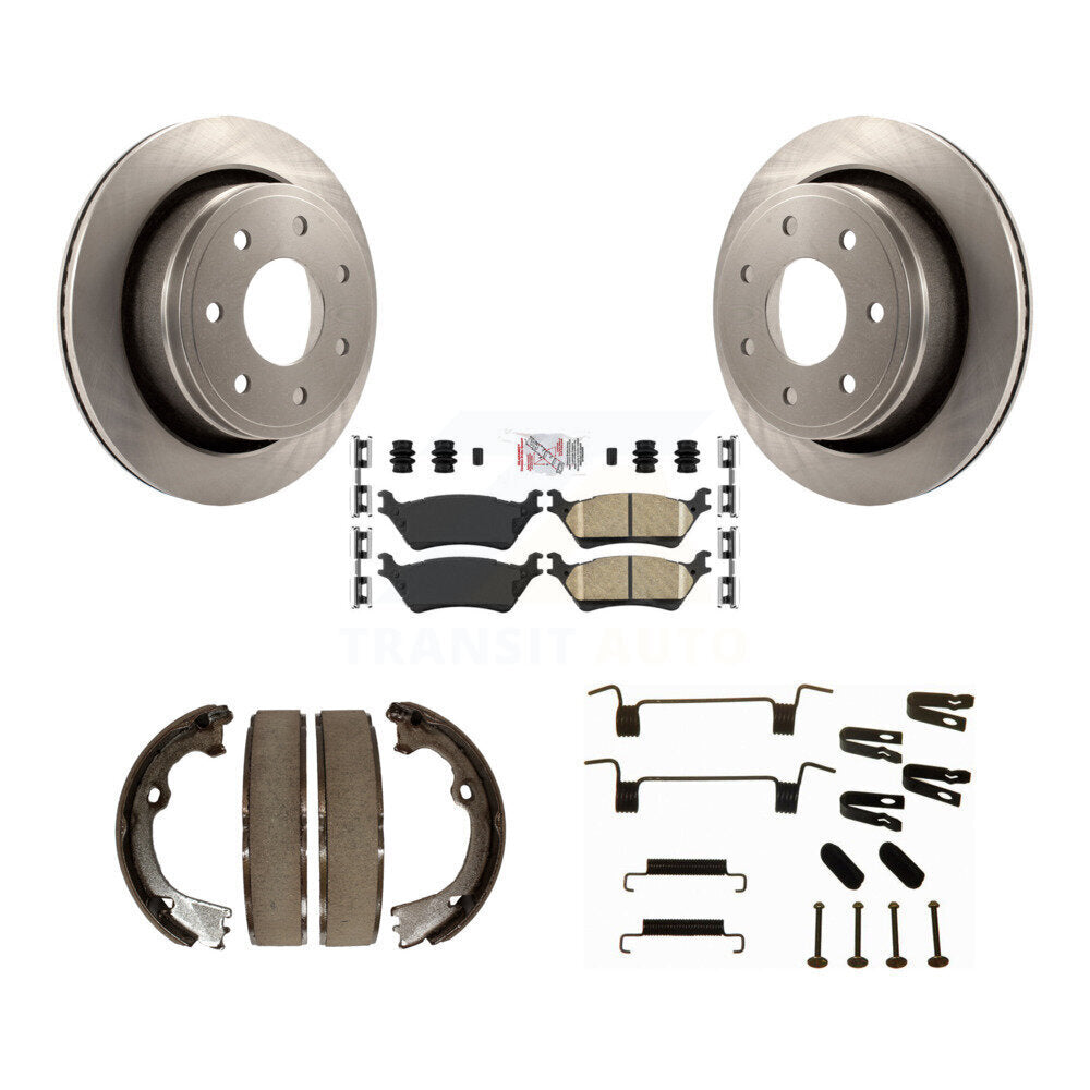 Rotors de disque arrière, plaquettes en céramique, chaussures de frein de stationnement et Kit de matériel pour Ford F-150