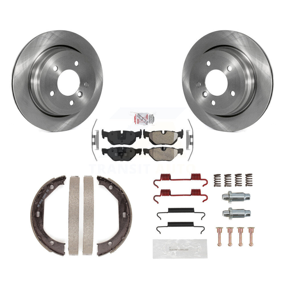 Rotors à disque arrière, patins semi-métalliques, chaussures de stationnement et Kit de quincaillerie pour BMW 328i