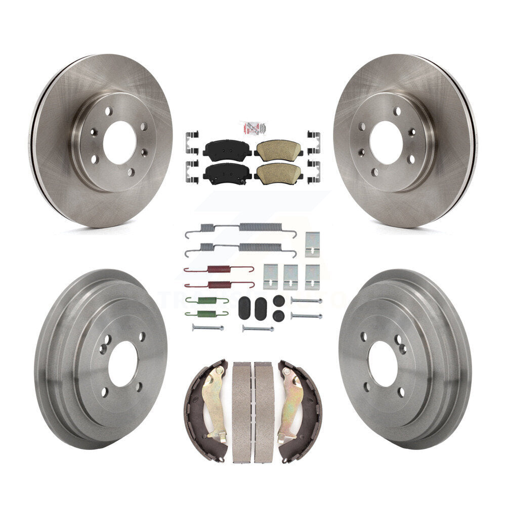 Rotors de frein à disque avant et arrière, plaquettes en céramique et Kit de tambour (7 pièces) pour Kia Rio