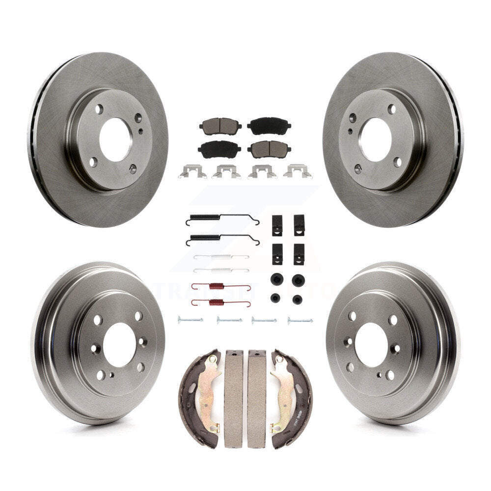 Rotors de frein à disque avant et arrière, plaquettes en céramique et Kit de tambour (7 pièces) pour Ford Fiesta