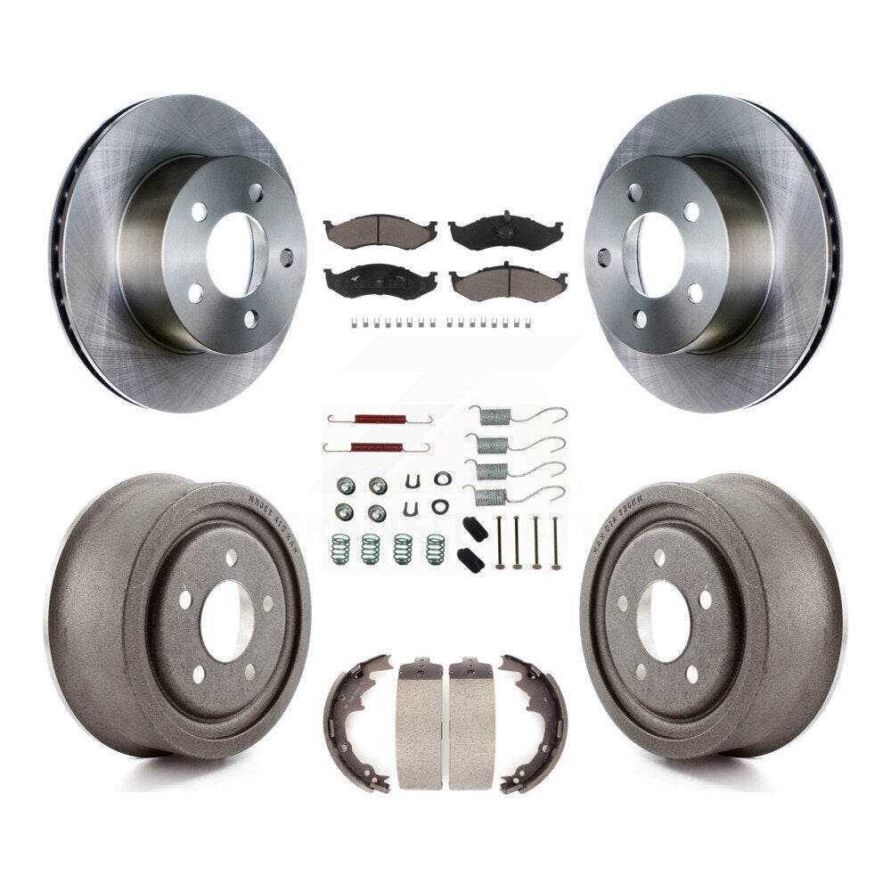 Rotors de frein à disque avant et arrière, plaquettes en céramique et Kit de tambour (7 pièces) pour Jeep TJ