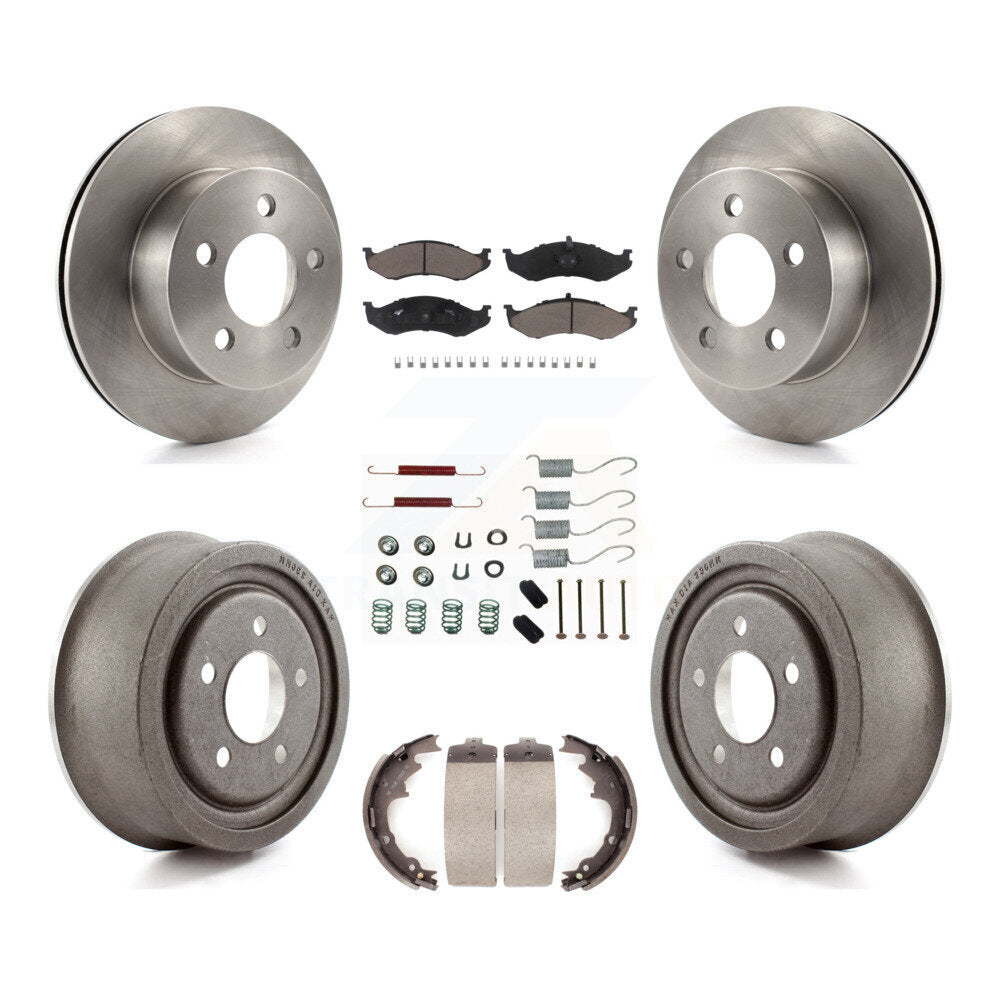 Rotors de frein à disque avant et arrière, tampons en céramique et Kit de tambour (7 pièces) pour Jeep Wrangler T