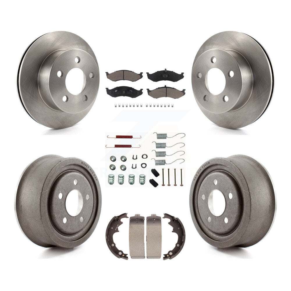 Rotors de frein à disque avant et arrière, plaquettes en céramique et Kit de tambour (7 pièces) pour Jeep Wrangler