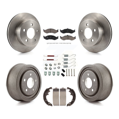 Rotors de frein à disque avant et arrière, plaquettes en céramique et Kit de tambour (7 pièces) pour Jeep Wrangler