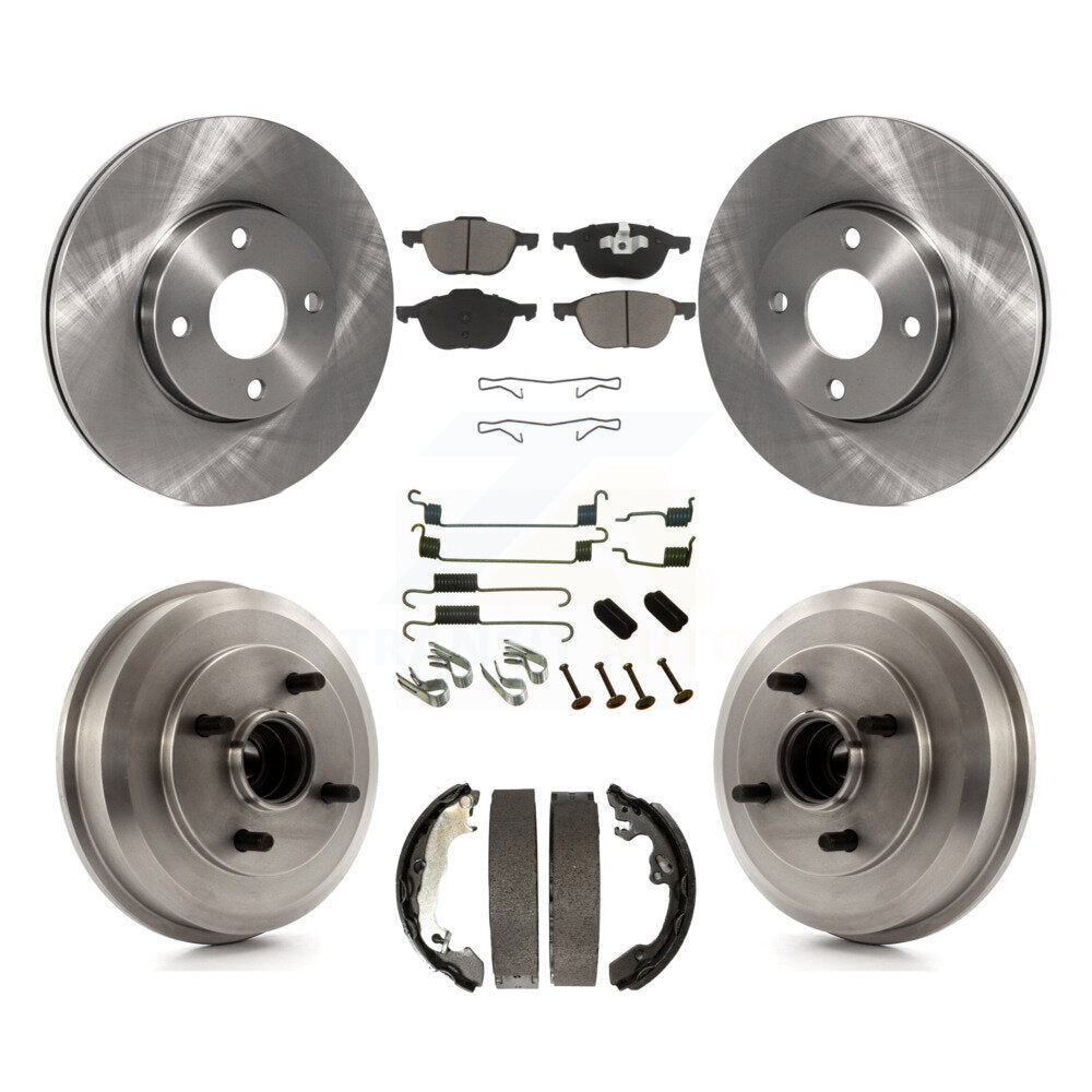 Rotors de frein à disque avant et arrière, plaquettes en céramique et Kit de tambour (7 pièces) pour Ford Focus