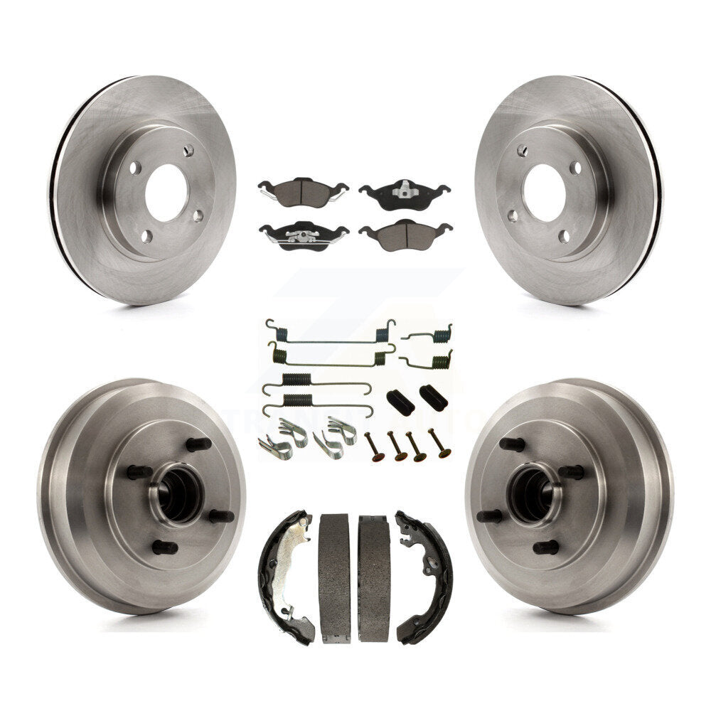 Rotors de frein à disque avant et arrière, plaquettes en céramique et Kit de tambour (7 pièces) pour Ford Focus