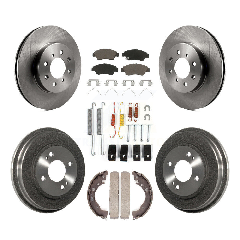 Rotors de frein à disque avant et arrière, plaquettes en céramique et Kit de tambour (7 pièces) pour Honda Fit