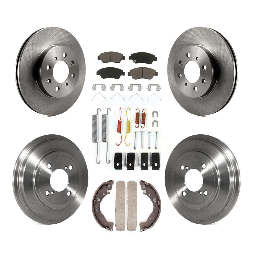 Rotors de frein à disque avant et arrière, plaquettes en céramique et Kit de tambour (7 pièces) pour Honda Fit