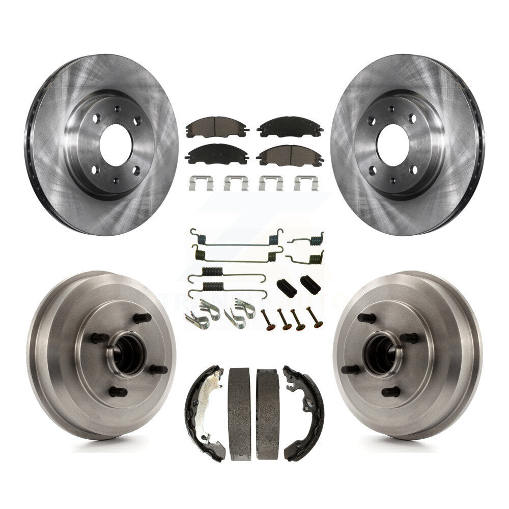 Rotors de frein à disque avant et arrière, plaquettes en céramique et Kit de tambour (7 pièces) pour Ford Focus