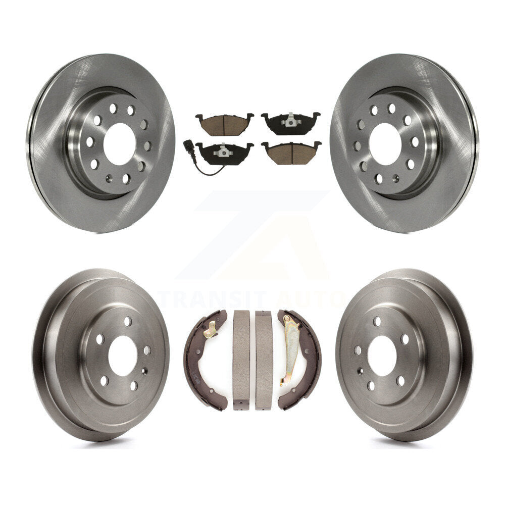 Rotors de frein à disque avant et arrière, plaquettes en céramique et Kit de tambour pour Volkswagen Jetta