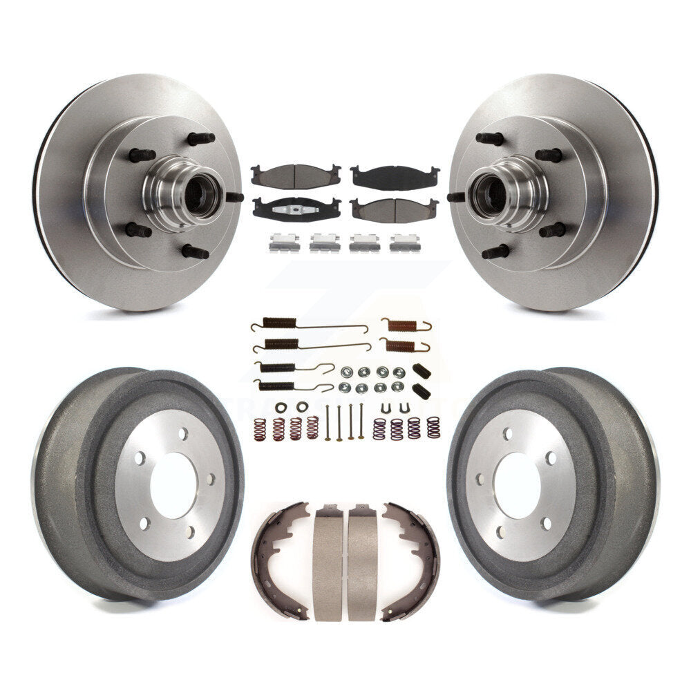 Rotors de frein à disque avant et arrière, Kit de tambour à tampons en céramique (7 pièces) pour Ford E-150 Econolin