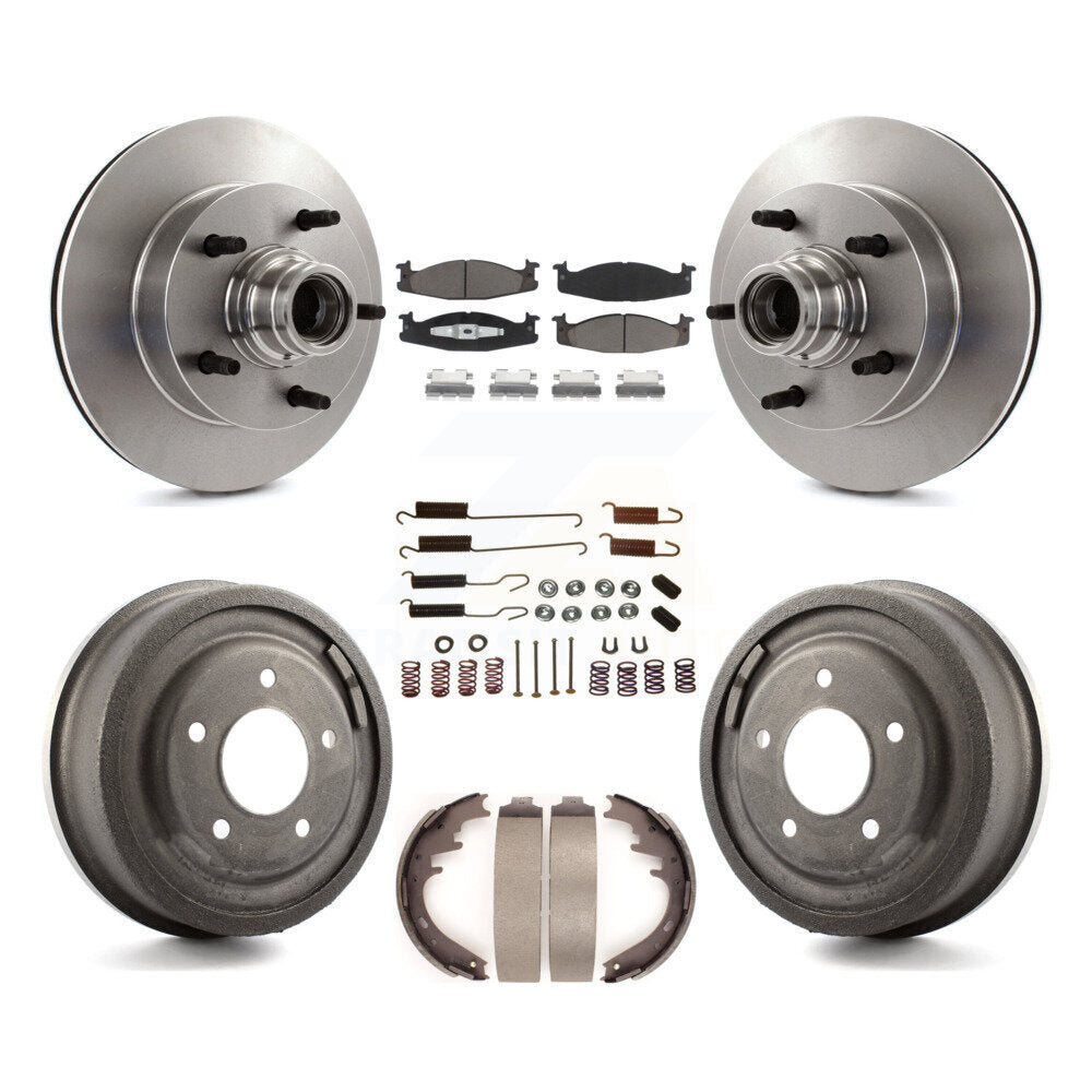 Rotors de frein à disque avant et arrière, Kit de tambour à tampons en céramique (7 pièces) pour Ford E-150 Econolin