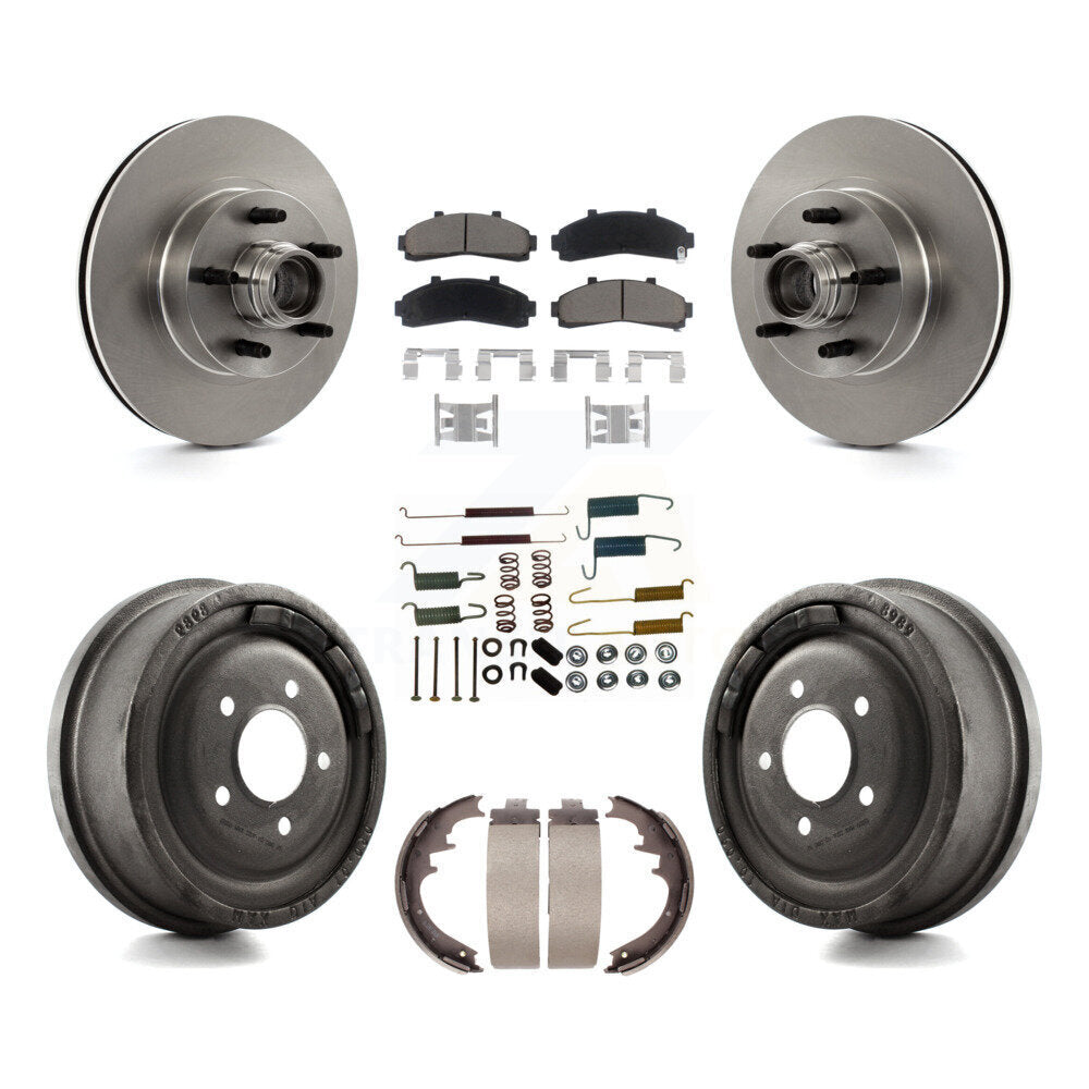 Rotors de frein à disque avant et arrière, plaquettes en céramique et Kit de tambour (7 pièces) pour la gamme Ford