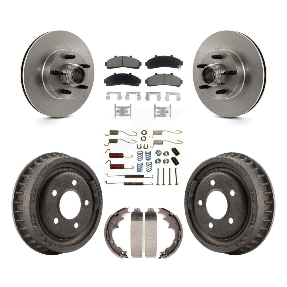 Rotors de frein à disque avant et arrière, plaquettes en céramique et Kit de tambour (7 pièces) pour la gamme Ford