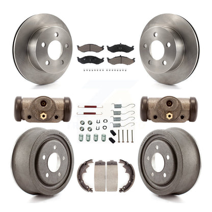 Rotors de frein à disque avant et arrière, tampons en céramique et Kit de tambour (9 pièces) pour Jeep Wrangler T