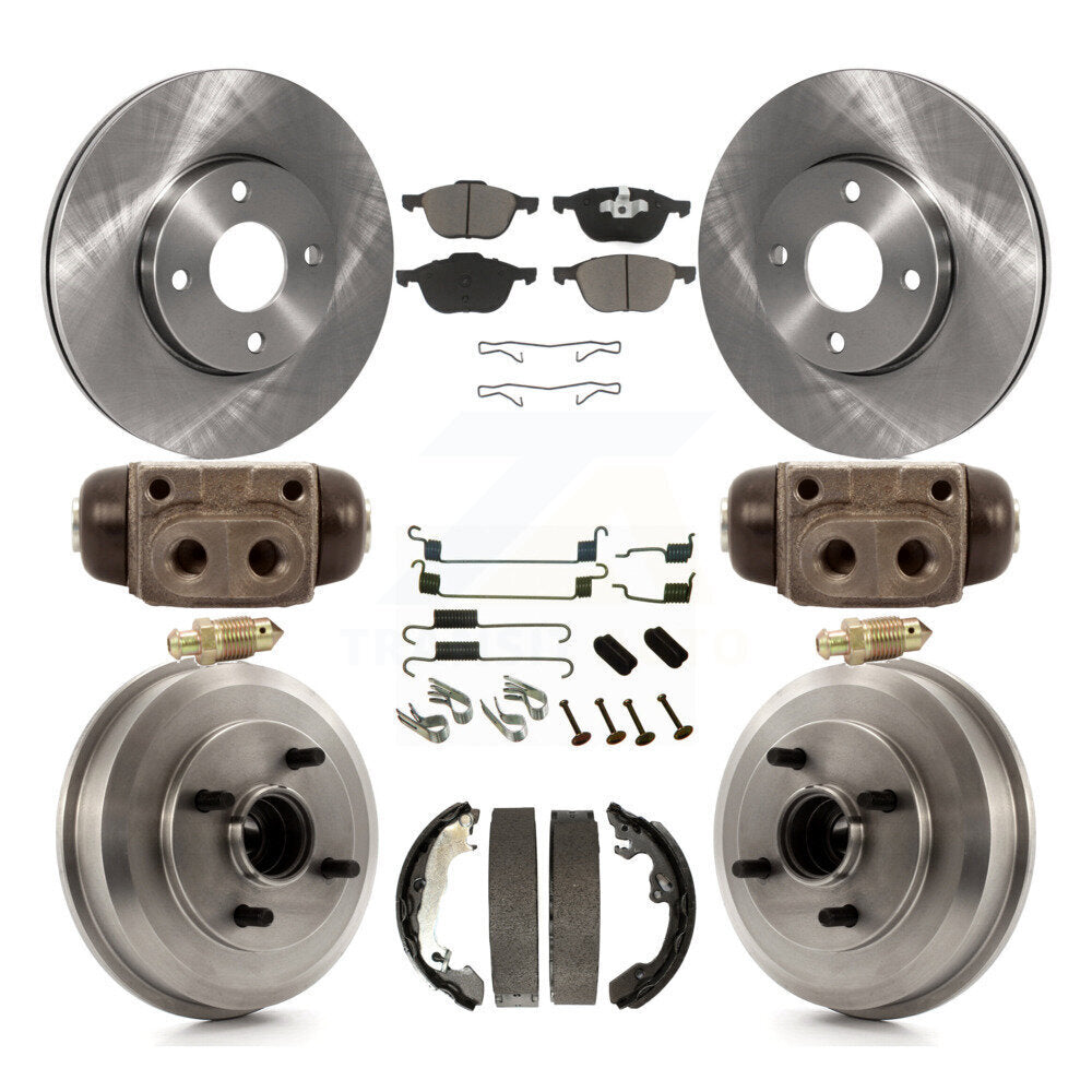 Rotors de frein à disque avant et arrière, plaquettes en céramique et Kit de tambour (9 pièces) pour Ford Focus