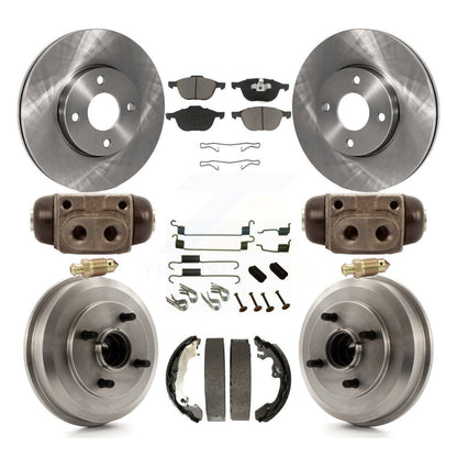 Rotors de frein à disque avant et arrière, plaquettes en céramique et Kit de tambour (9 pièces) pour Ford Focus