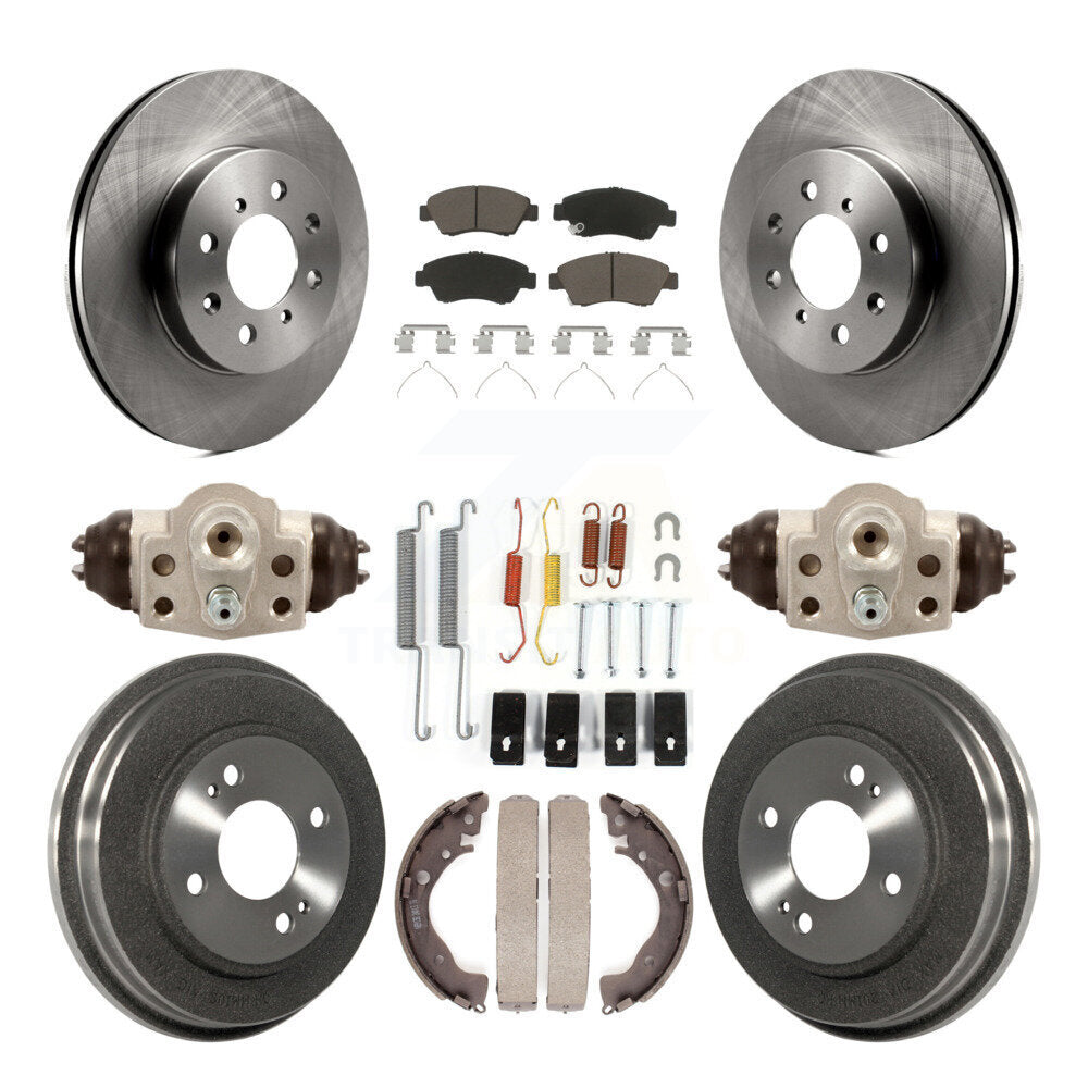 Rotors de frein à disque avant et arrière, plaquettes en céramique et Kit de tambour (9 pièces) pour Honda Fit