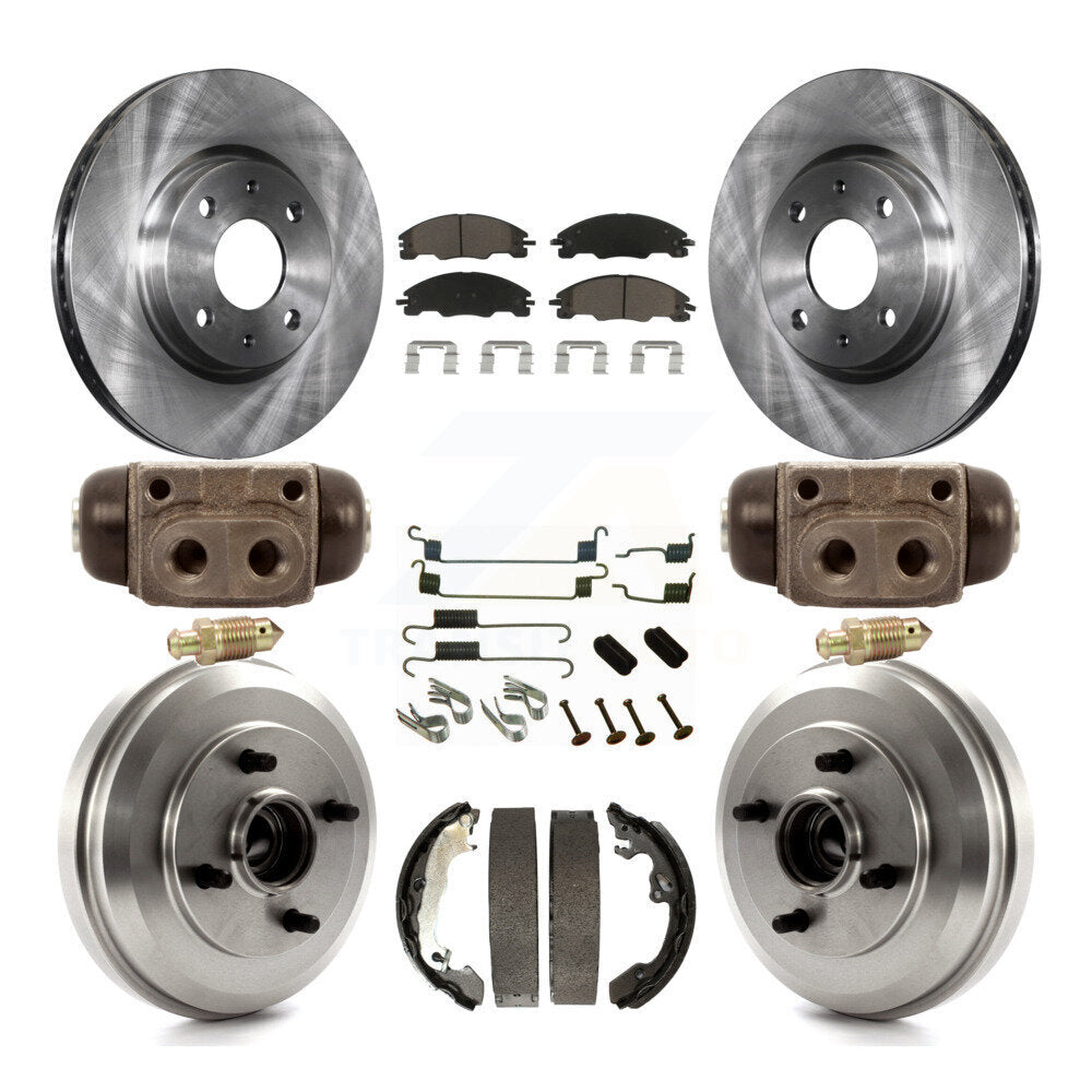 Rotors de frein à disque avant et arrière, plaquettes en céramique et Kit de tambour (9 pièces) pour Ford Focus