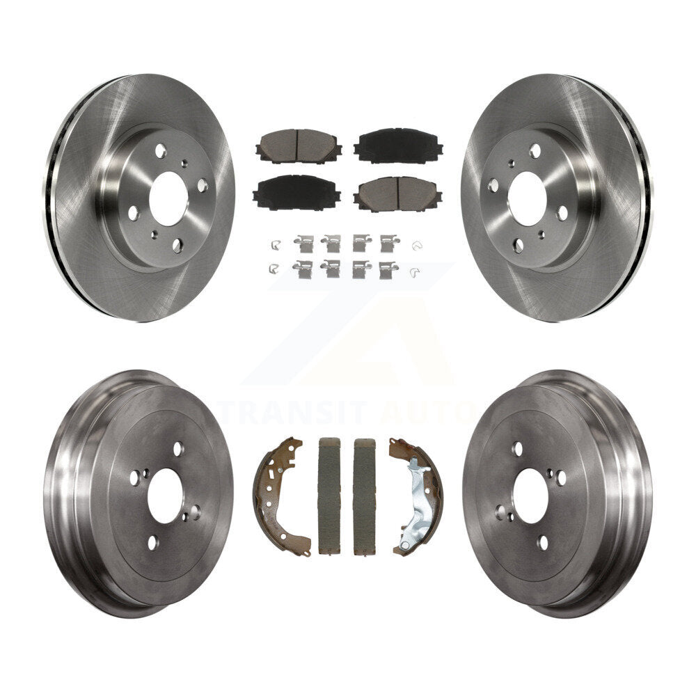 Rotors de frein à disque avant et arrière, tampons en céramique et Kit de tambour pour Toyota Yaris