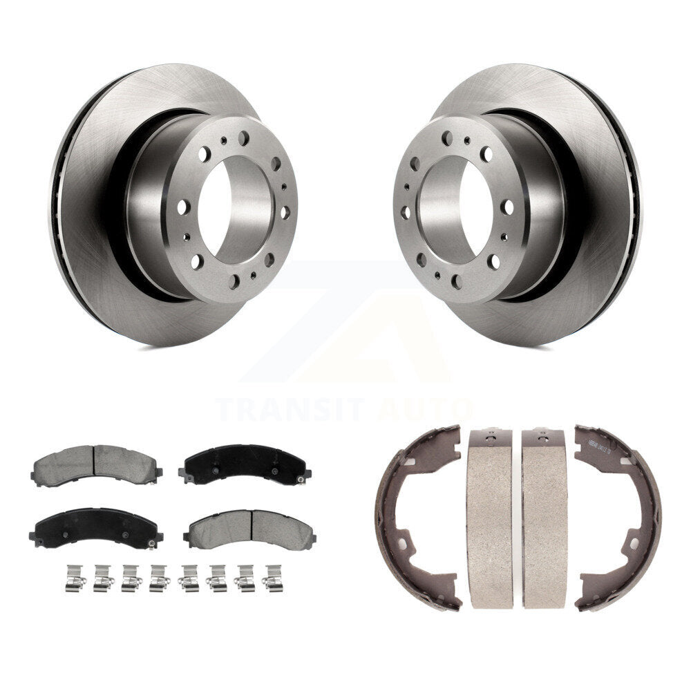 Kit de plaquettes en céramique et de patins de frein de stationnement, Rotors à disque arrière pour Ram 3500