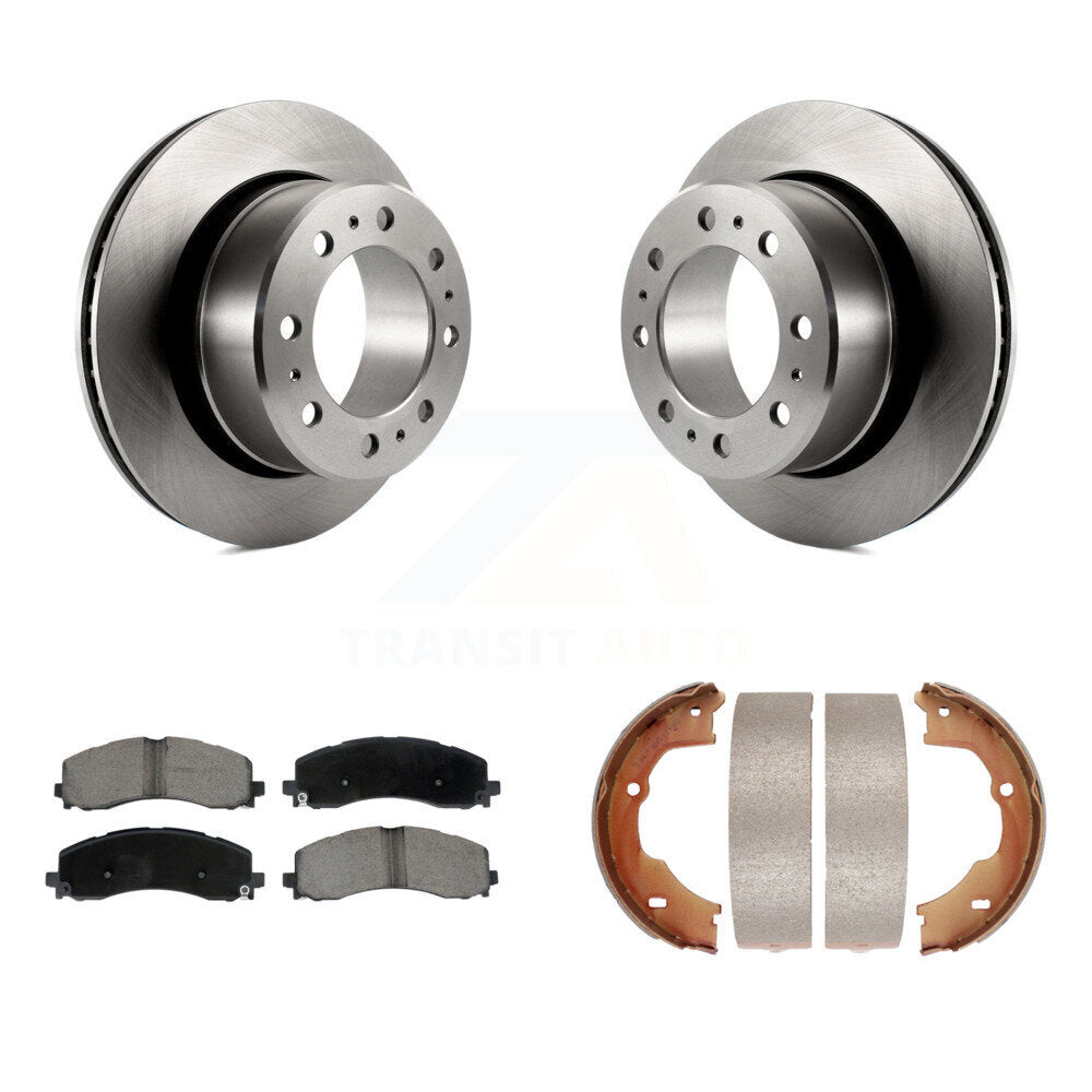Kit de plaquettes en céramique et de patins de frein de stationnement, Rotors à disque arrière pour Ram 3500