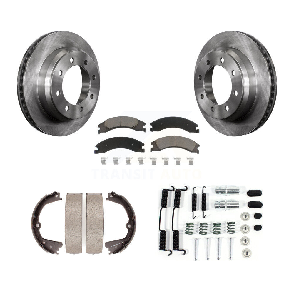 Kit de chaussures de stationnement et de matériel de stationnement, Rotors à disque arrière, tampons en céramique, pour Ford E-350 Super